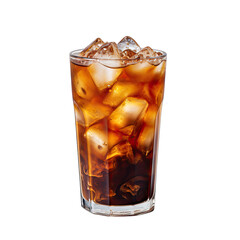 Iced Coffee in a Glass Isolated on Transparent or White Background, PNG