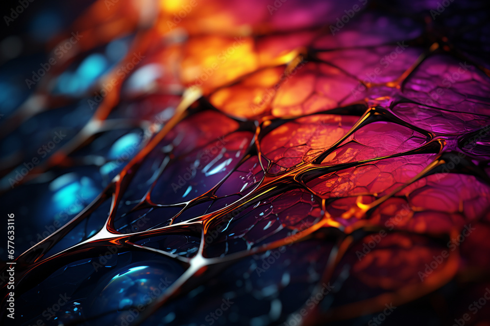 Poster An abstract interpretation of a spider web, focusing on its lines, shapes, and patterns in a creative manner.  
