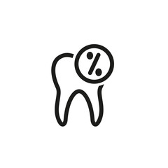 Human tooth icon with percent symbol.