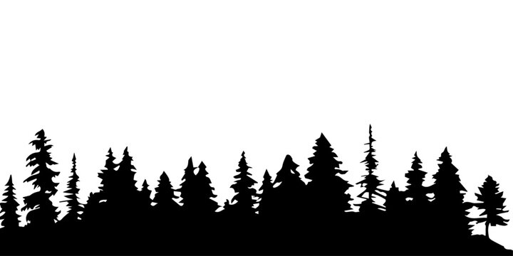 Forest vector silhouette illustration black color