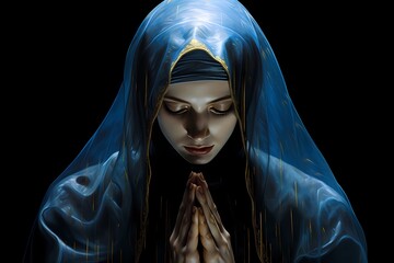 nuns, illustrations of monastic life in the church, religious painting