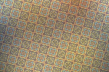 Textile cloth blue and brown with a kaleidoscope pattern in it