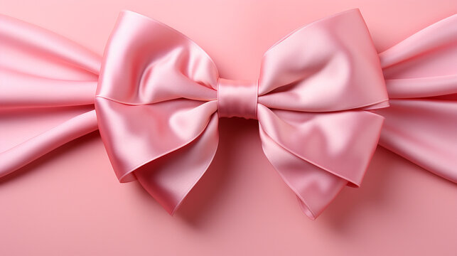 pink bow on a white background HD 8K wallpaper Stock Photographic Image 
