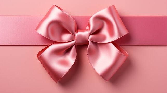 pink bow on a red background HD 8K wallpaper Stock Photographic Image 