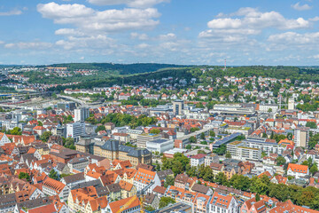 Fototapeta na wymiar Ausblick auf die nördliche Innenstadt von Ulm an der Donau