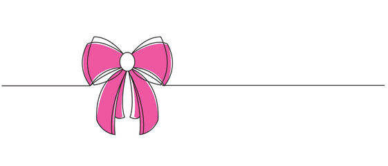 : bow line art style , pink bow vector eps 10