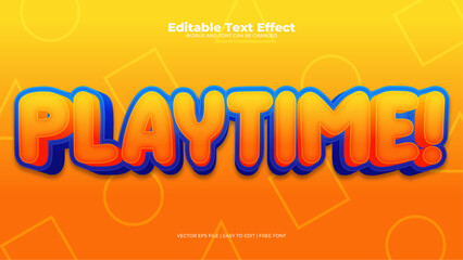 Orange yellow and blue playtime 3d editable text effect - font style