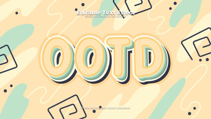 Beige yellow and green ootd 3d editable text effect - font style
