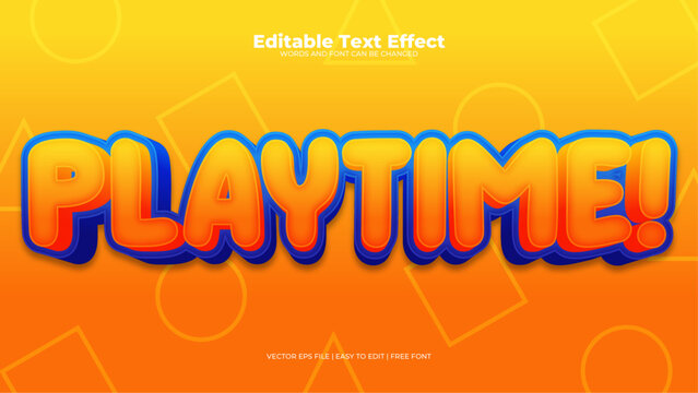 Orange yellow and blue playtime 3d editable text effect - font style