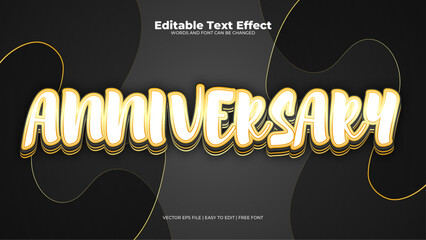 Black gold and white anniversary 3d editable text effect - font style - obrazy, fototapety, plakaty
