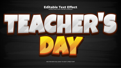 Black silver and gold teachers day 3d editable text effect - font style