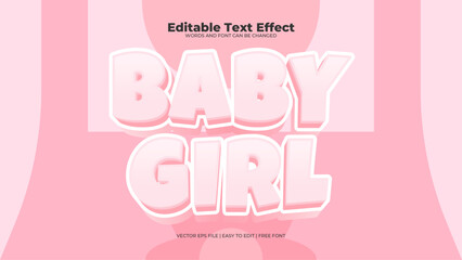 Pink baby girl 3d editable text effect - font style