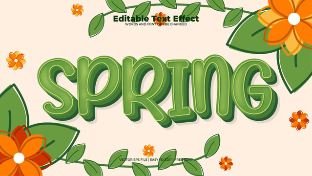 Green beige and orange spring 3d editable text effect - font style