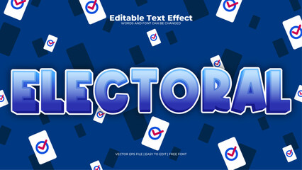 Blue and white electoral 3d editable text effect - font style - obrazy, fototapety, plakaty