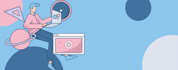 Education learning people flat vector concept hand drawn illustration
