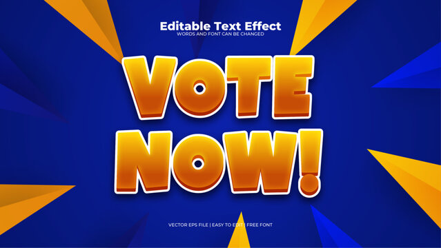 Blue and orange vote now 3d editable text effect - font style