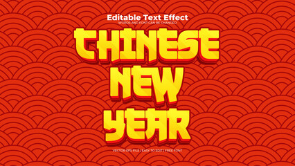 Red and yellow chinese new year 3d editable text effect - font style