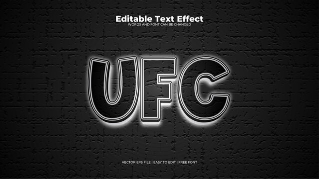 Black and white UFC 3d editable text effect - font style