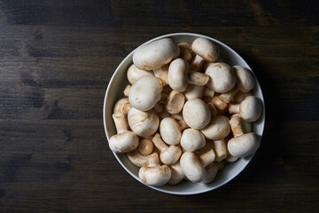 Fresh champignon mushrooms