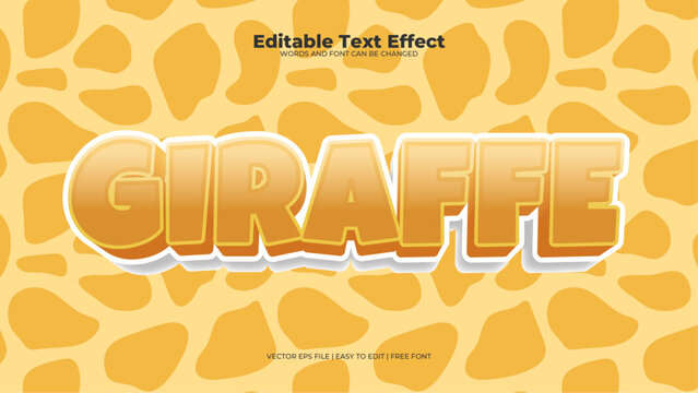 Yellow and white giraffe 3d editable text effect - font style