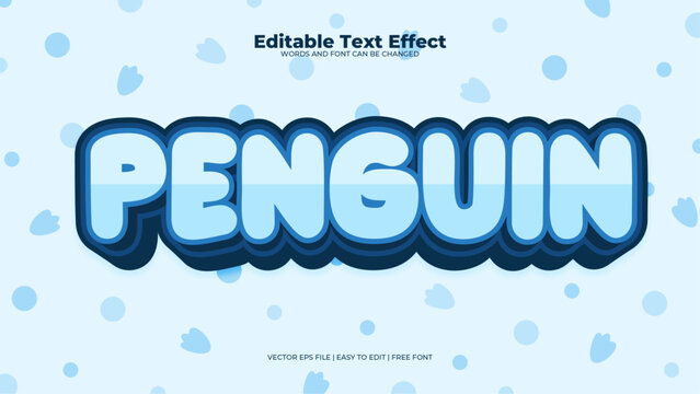 Blue penguin 3d editable text effect - font style