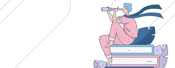 Education learning people flat vector concept hand drawn illustration
