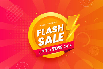 Flash sale special offer banner with 3d sale deal promotion gradient banner template design abstract vector background