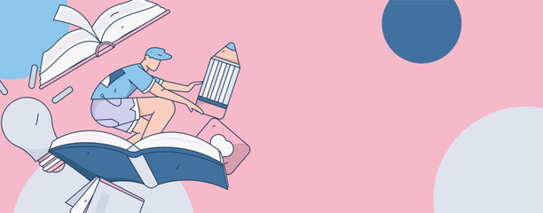 Education learning people flat vector concept hand drawn illustration
