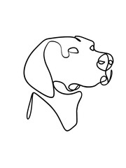 A dog is drawn in one line art style. Printable art. Pet Art