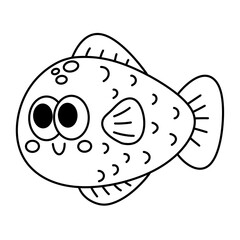 fish Cartoon line icon.