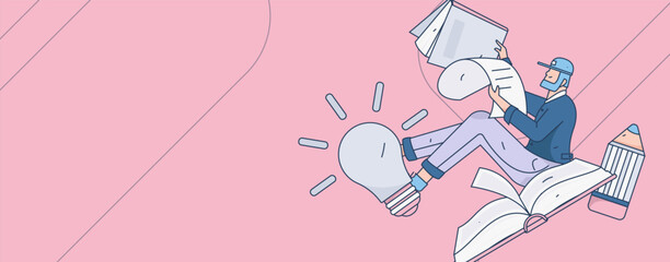 Education learning people flat vector concept hand drawn illustration
