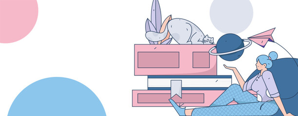 Education learning people flat vector concept hand drawn illustration
