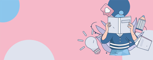 Education learning people flat vector concept hand drawn illustration
