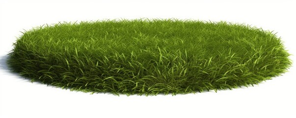 grass patch, circular lawn isolated on white background banner, Generative AI