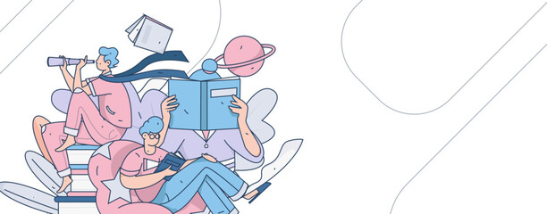 Education learning people flat vector concept hand drawn illustration
