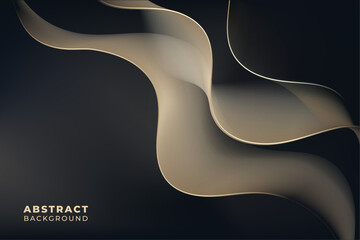 Modern luxury golden wavy lines abstract with elegant dynamic linear gradient black background