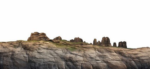 rocky cliff isolated on white background, edge of the mountain, Generative AI - obrazy, fototapety, plakaty