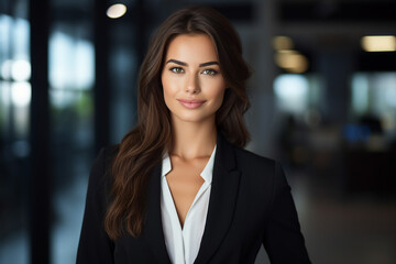 Generative AI portrait of gorgeous office worker young female woman business meeting