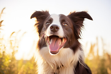 Photo of brown border collie happy dog