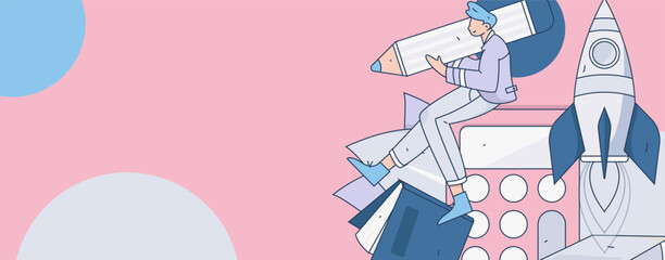 Education learning people flat vector concept hand drawn illustration
