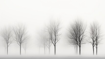 Fototapeta na wymiar spooky season white foggy ghostly illustration tree dark, silhouette night, fog nature spooky season white foggy ghostly