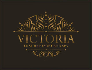 Luxury hotel label template. Trendy vintage royal ornament frames illustration.