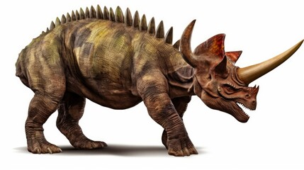 Triceratops horridus, dinosaur isolated on white background, Generative AI