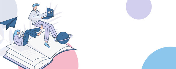 Education learning people flat vector concept hand drawn illustration
