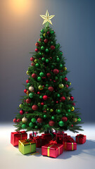 Obraz na płótnie Canvas Joyful Jingles and Jolly Ornaments: A Merry Christmas Tree Celebration made with Generative AI