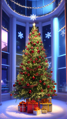 Fototapeta na wymiar Joyful Jingles and Jolly Ornaments: A Merry Christmas Tree Celebration made with Generative AI