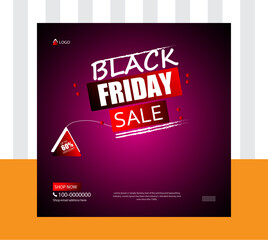 Black Friday sale banner. Social media vector illustration template for black friday offer