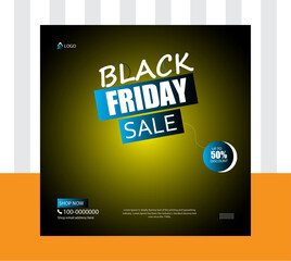 Naklejka na ściany i meble Black Friday sale social media post or advertisement vector illustration. Abstract sale banner for black friday