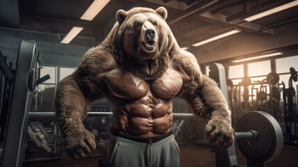 Muscular bear with sport clothes at gym