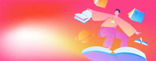 Education learning people flat vector concept hand drawn illustration
